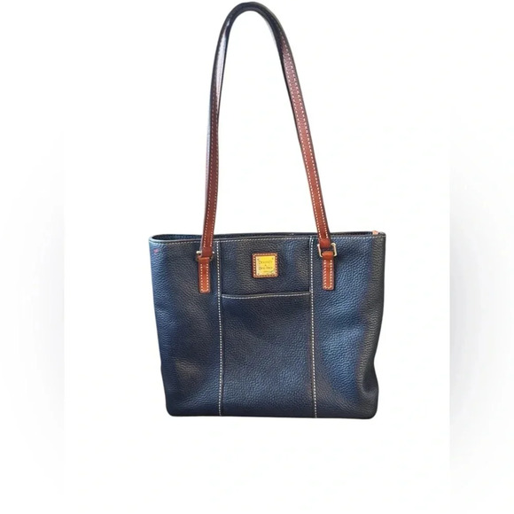 Dooney & Bourke Pebble Grain Leather Small Lexington Bag in Black and Brown - Picture 1 of 17